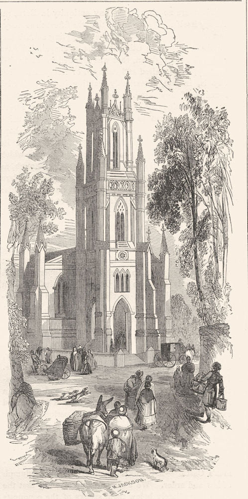 BATH. St. Stephen's Church 1850 old antique vintage print picture